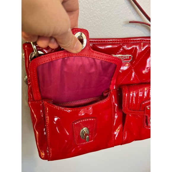 Coach Poppy Red Patent Leather Hangbag NWOT - Picture 3 of 12